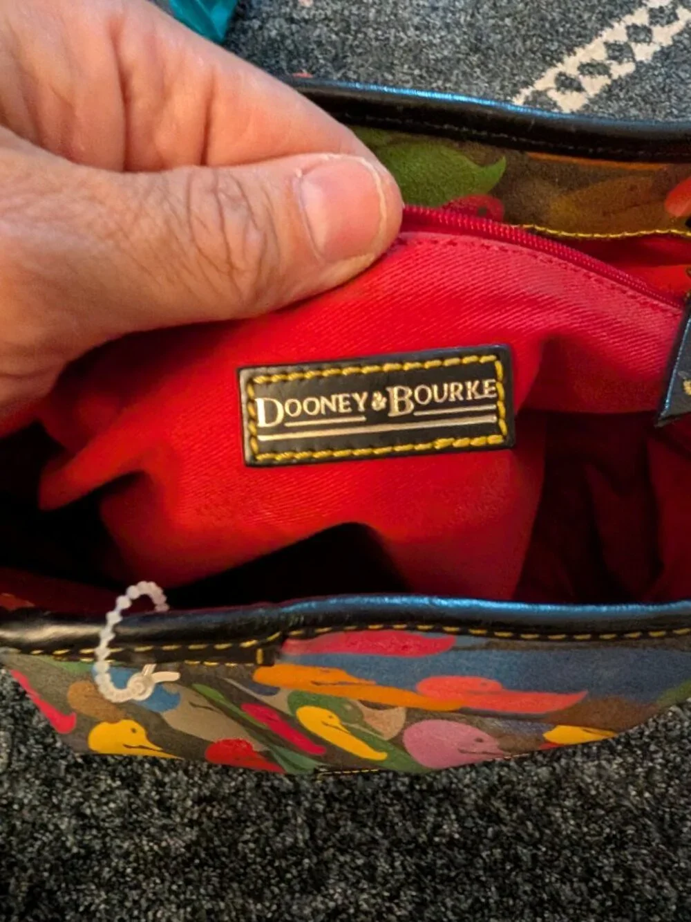 Dooney & Bourke Wonder Duck East West Tote Multicolor Y2K Missing Strap